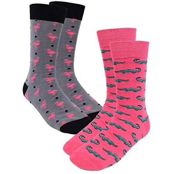 Pink Flamingos & Alligators 2 Pack Crew Socks - Picture 3 of 4